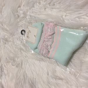 Girly blue with pink lace ankle  socks new in original packaging